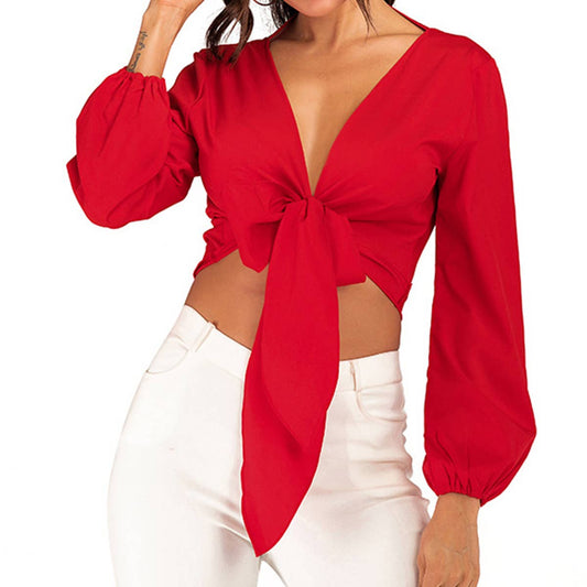 Short strapless solid-color sexy shirt