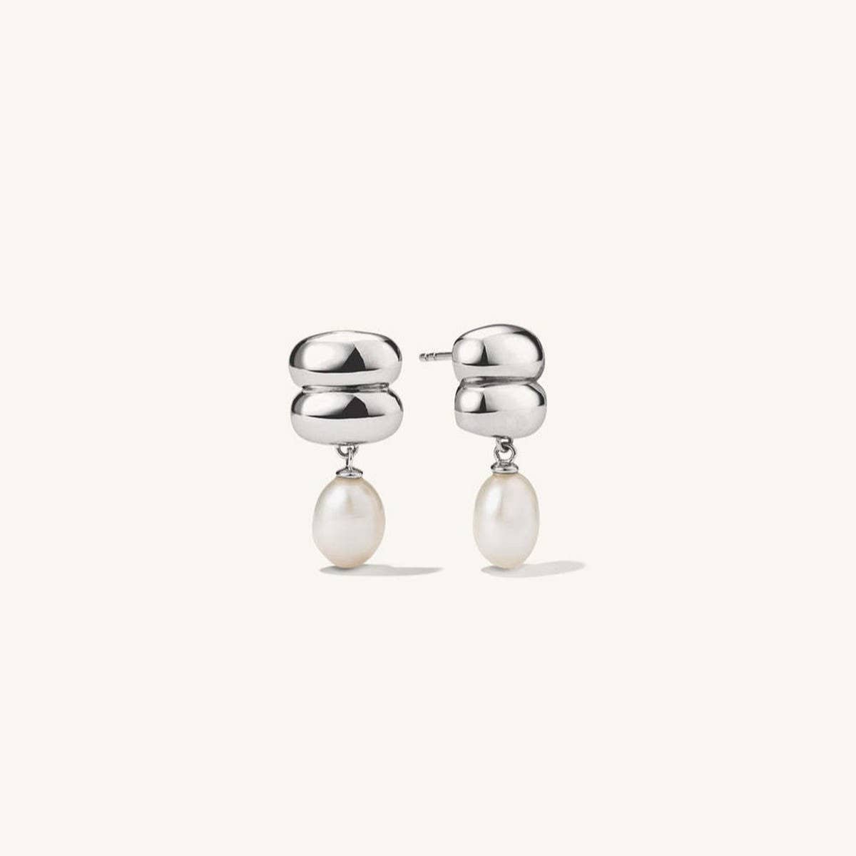 Minimalist Irregular Pearl Earrings 18K Gold Steel