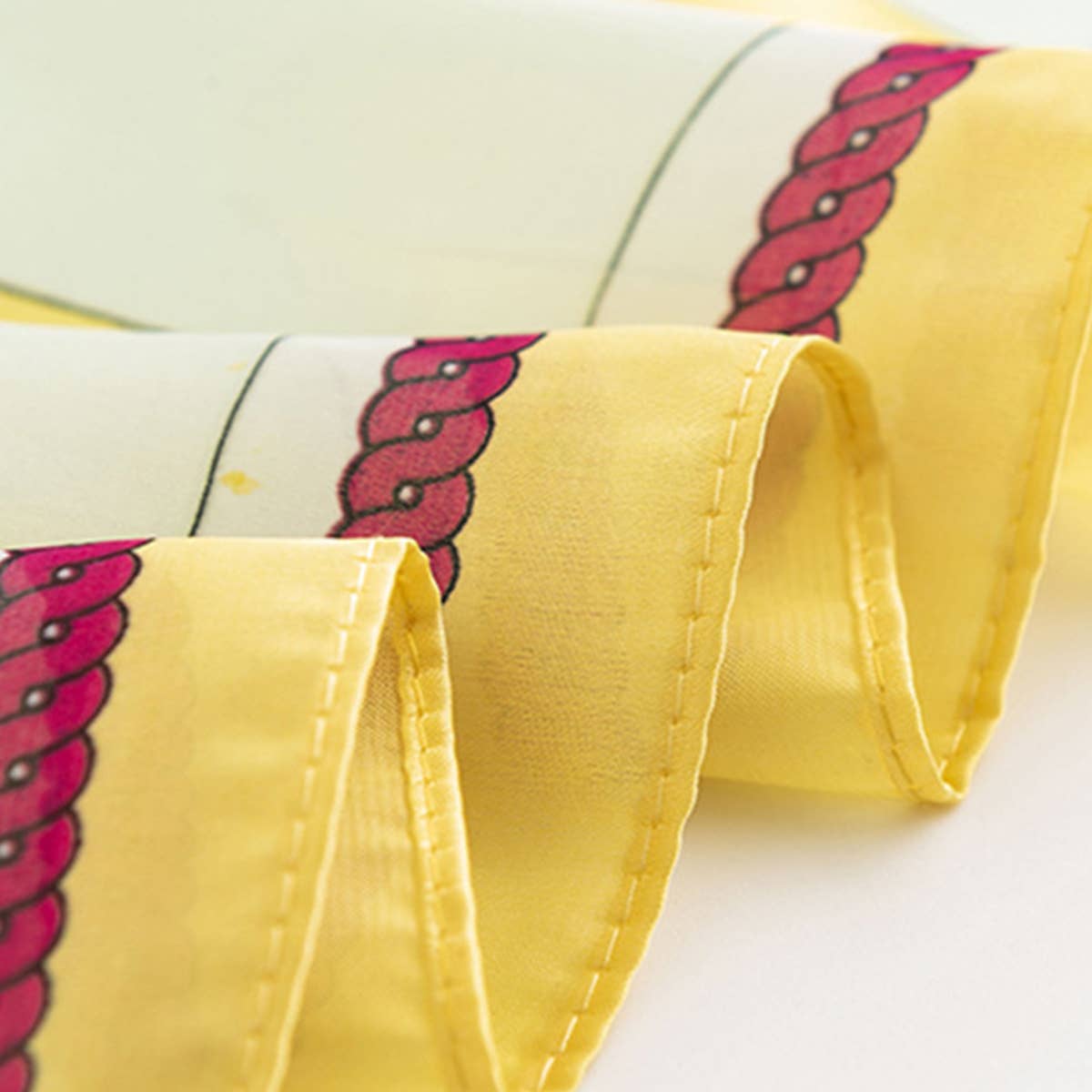 Geometric Floral Satin Square Scarf for Women