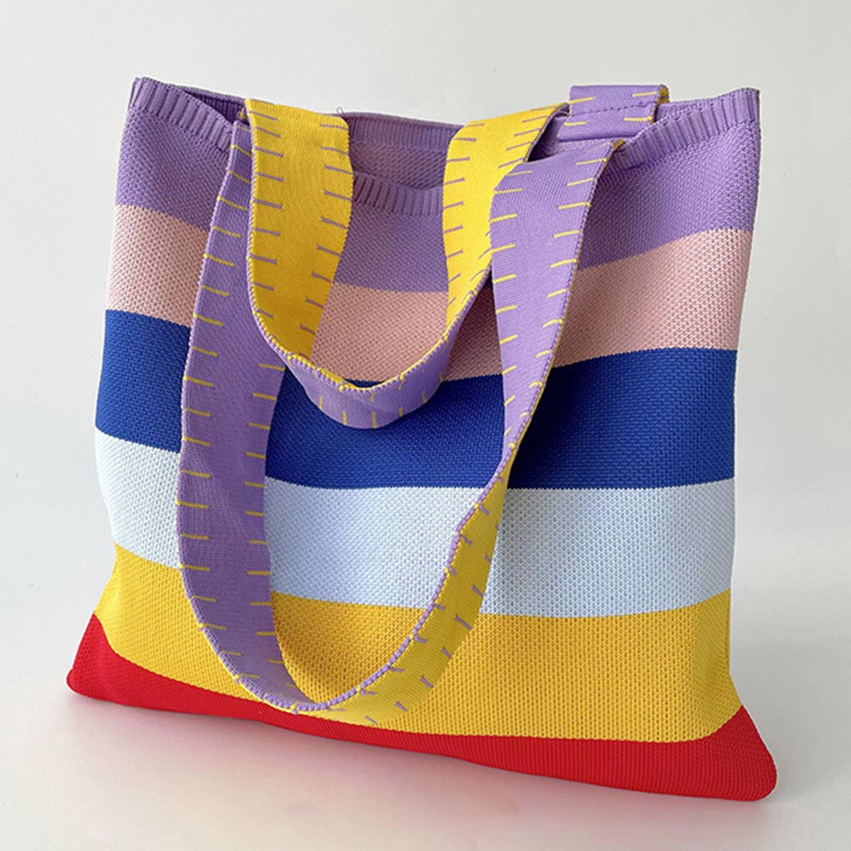 WOMEN FASHION STRIPED KNITTED SHOULDER HANDBAG_CWAB1516