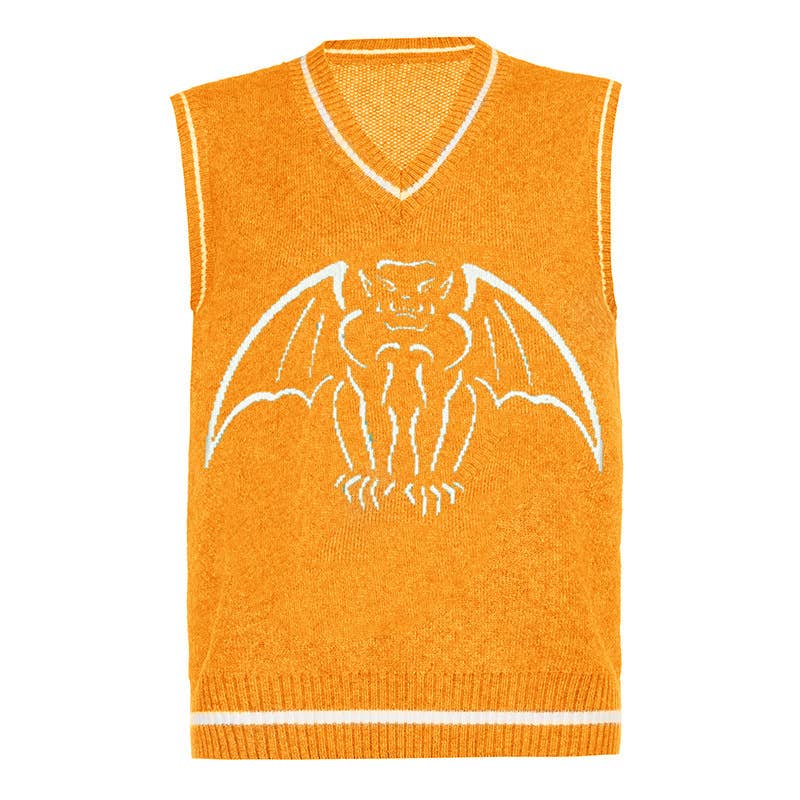 STYLISH DEEP V-NECK BAT JACQUARD WOOL VEST