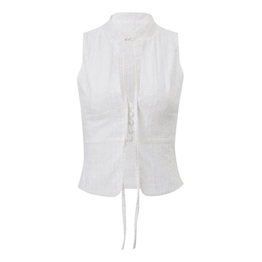 Trendy street lace-up sleeveless crop tank top