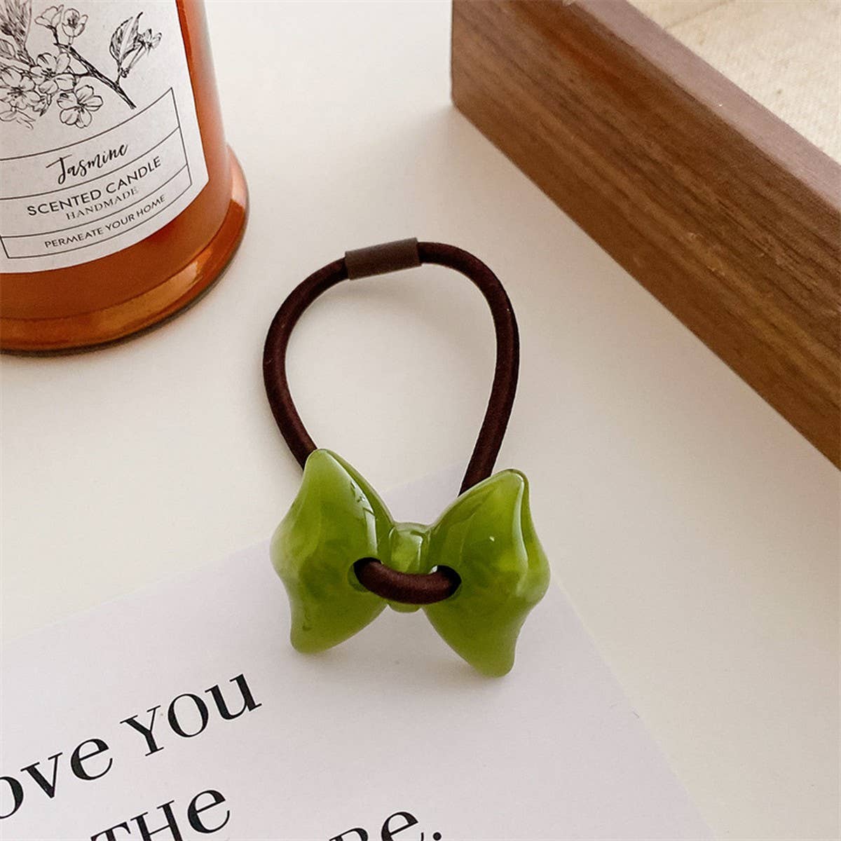 6PCS/SET ACRYLIC BEAR FLOWER BOW HAIR TIES_CWAHA0337