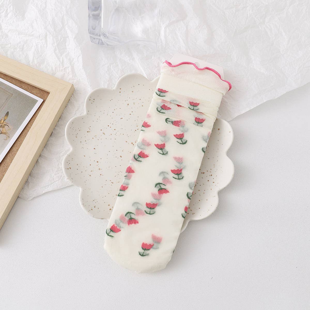 WOMEN THIN FRUIT PRINT ICE SOCKS