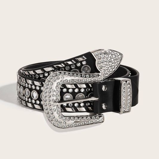 PUNK STYLE RIVET RHINESTONE BELT_CWABE0264