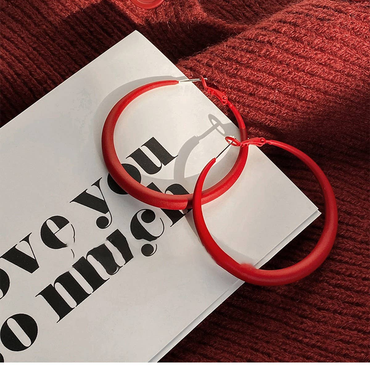 RED GEOMETRIC EARRINGS, MINIMALIST EARRINGS_CWAJE2066