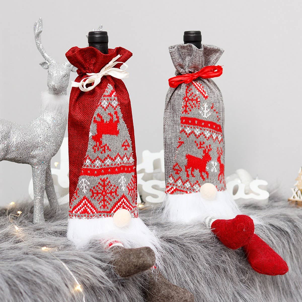 Rudolph 3D Santa Wine Bottle Bag with Beard_CWAJE05397
