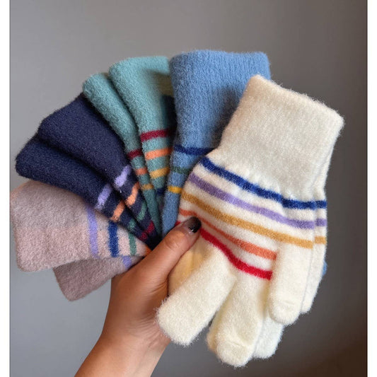 FASHION RAINBOW STRIPE TOUCHSCREEN GLOVES_CWAG0189