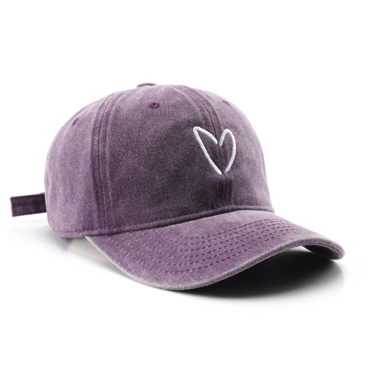 Vintage Wash Heart Embroidery Baseball Cap, Unisex_CWAH1271