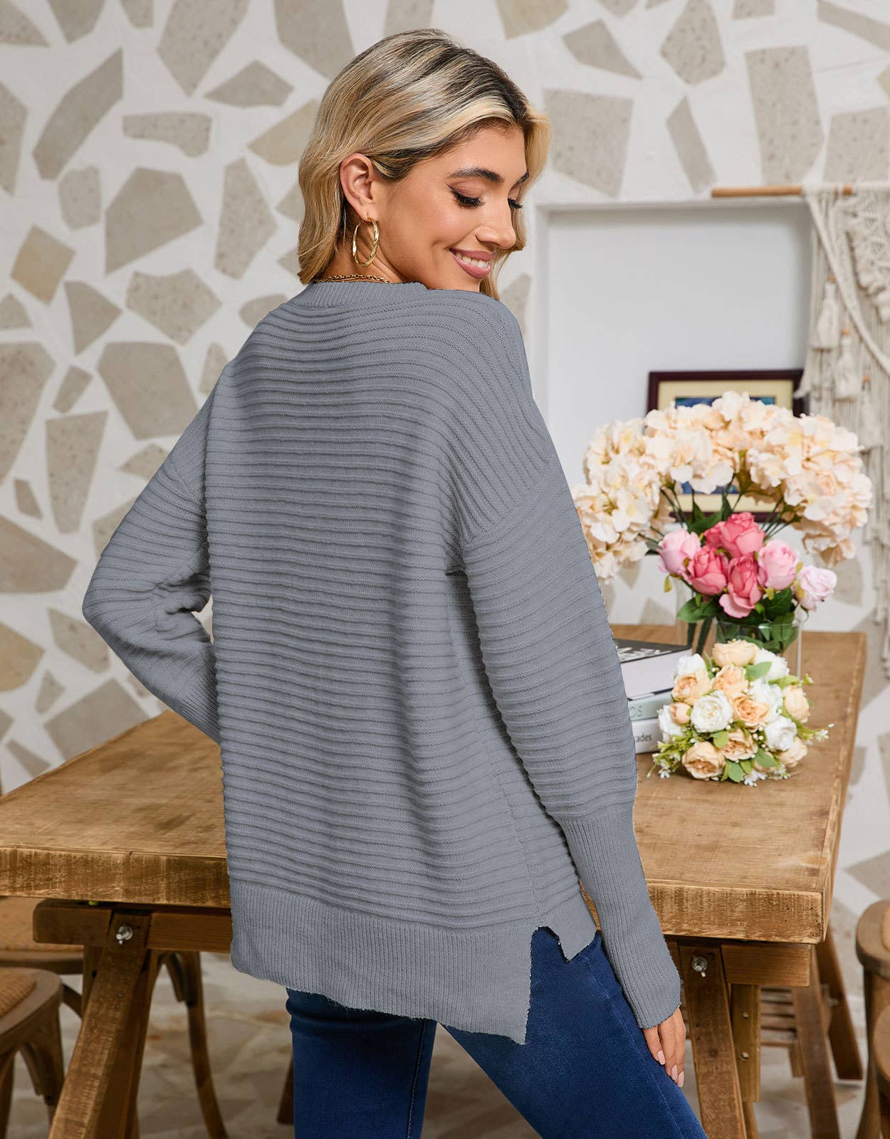 STYLISH CREW-NECK LONG-SLEEVED PULLOVER SWEATER_