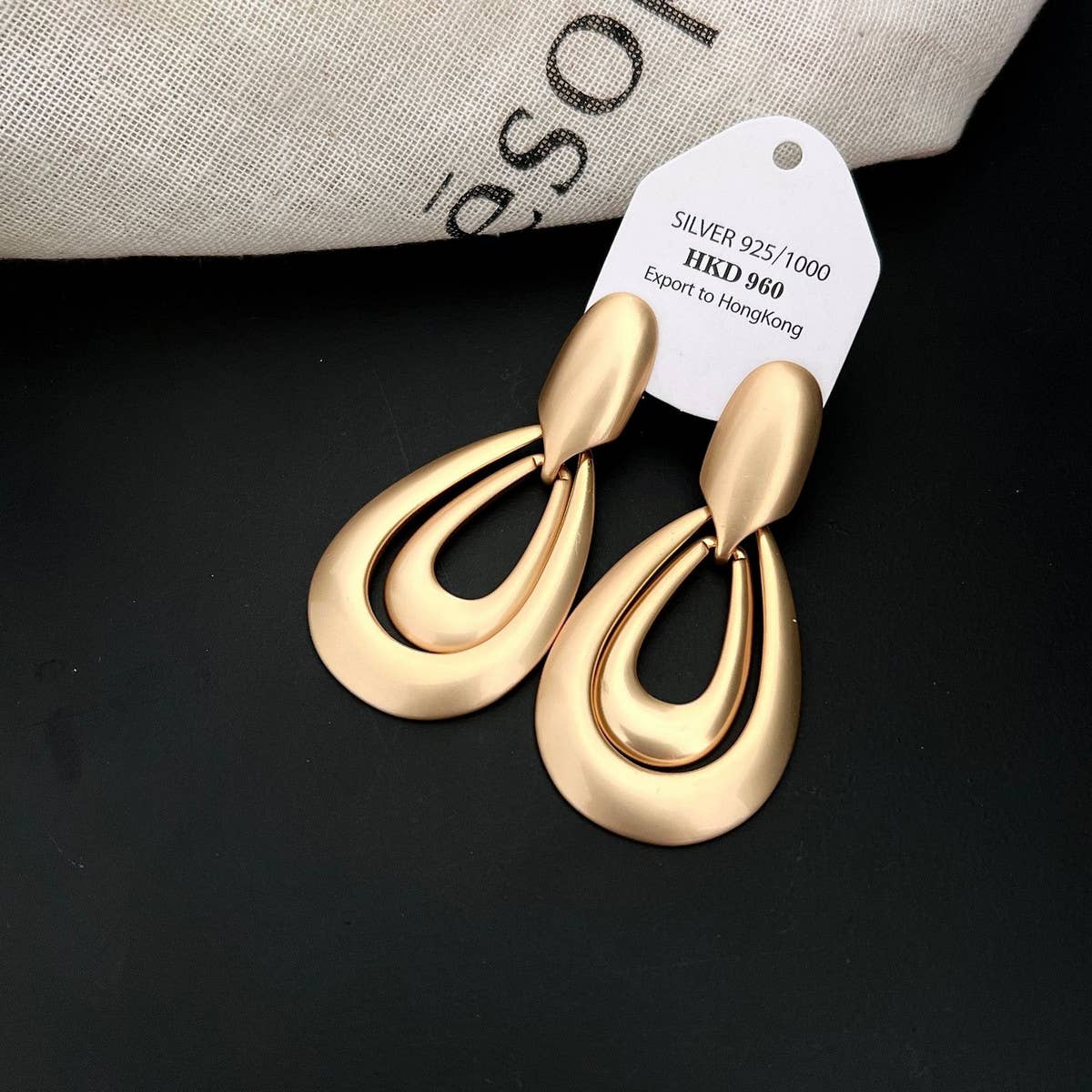 DOUBLE RING WATER DROP EARRINGS