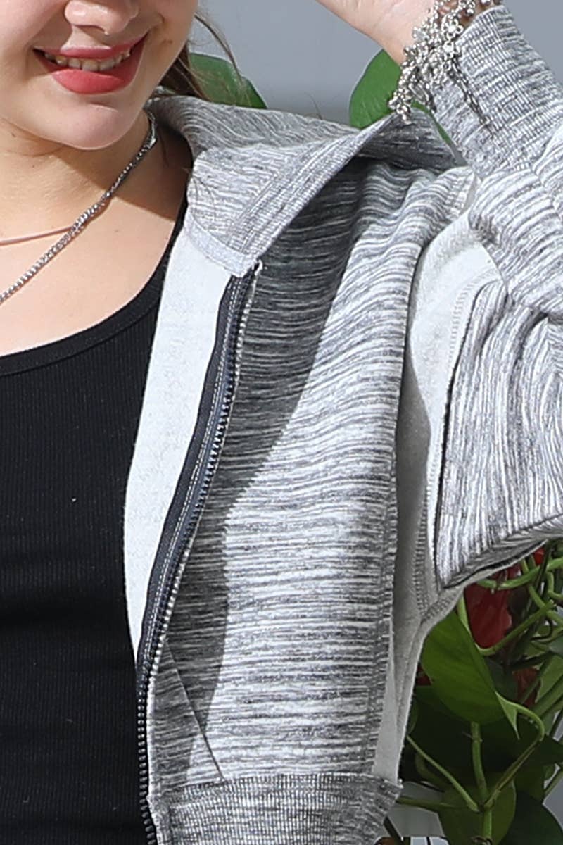 CWOHOL432_SOLID RAW CUT SEAM SHORT CROP HOODIE