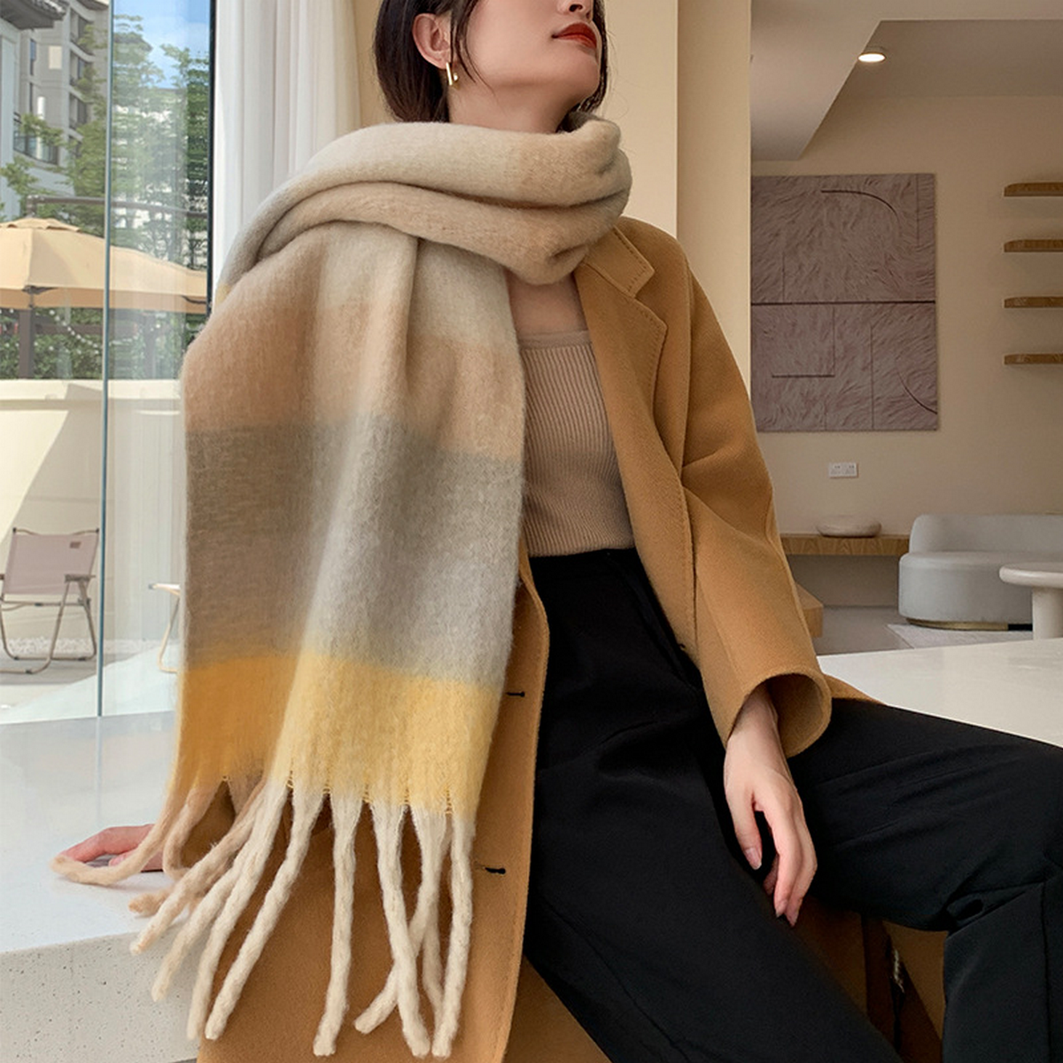Plush AC Scarf ??Thick Soft Winter Wrap_CWASC2701