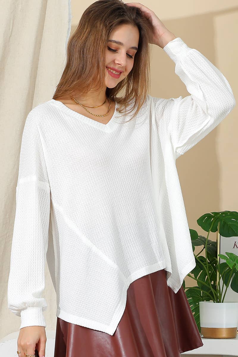 Cwttl1471_Casual Loose Fit Long Sleeve Tops