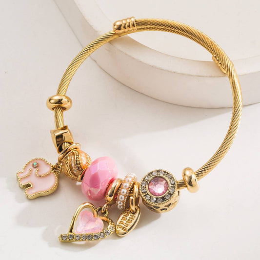 Trendy Elephant Charm Steel Couple Bracelet