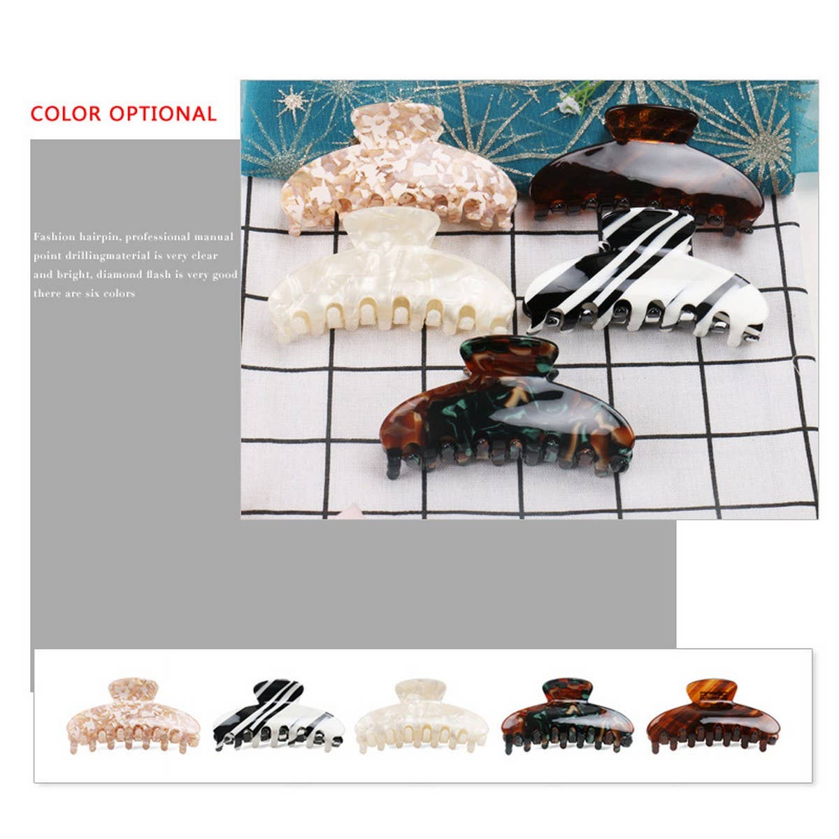 Large Acetate Shark Hair Claw, INS Style Bun Clip