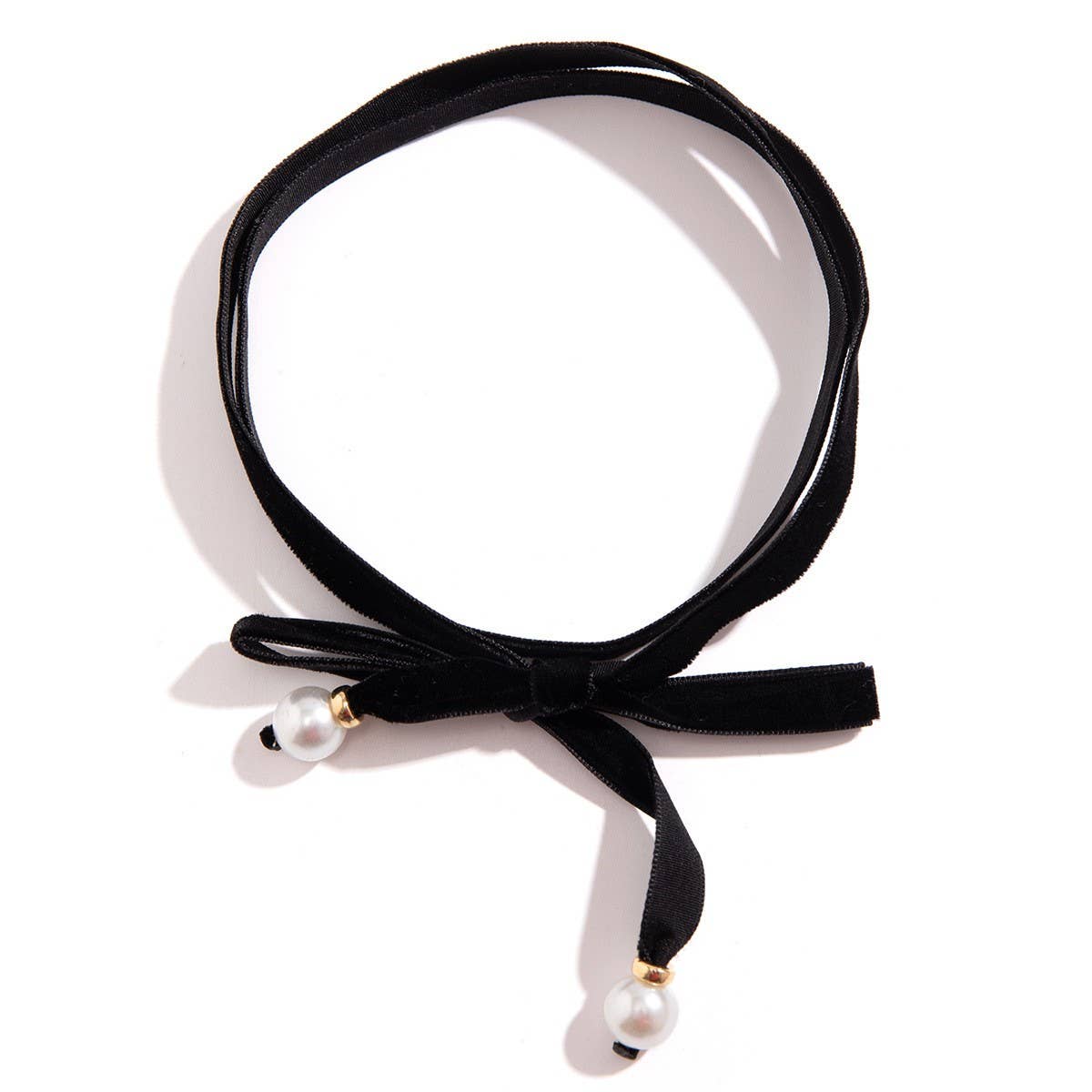 LONG STRAPPY CHOKER WITH PEARL PENDANT TASSEL