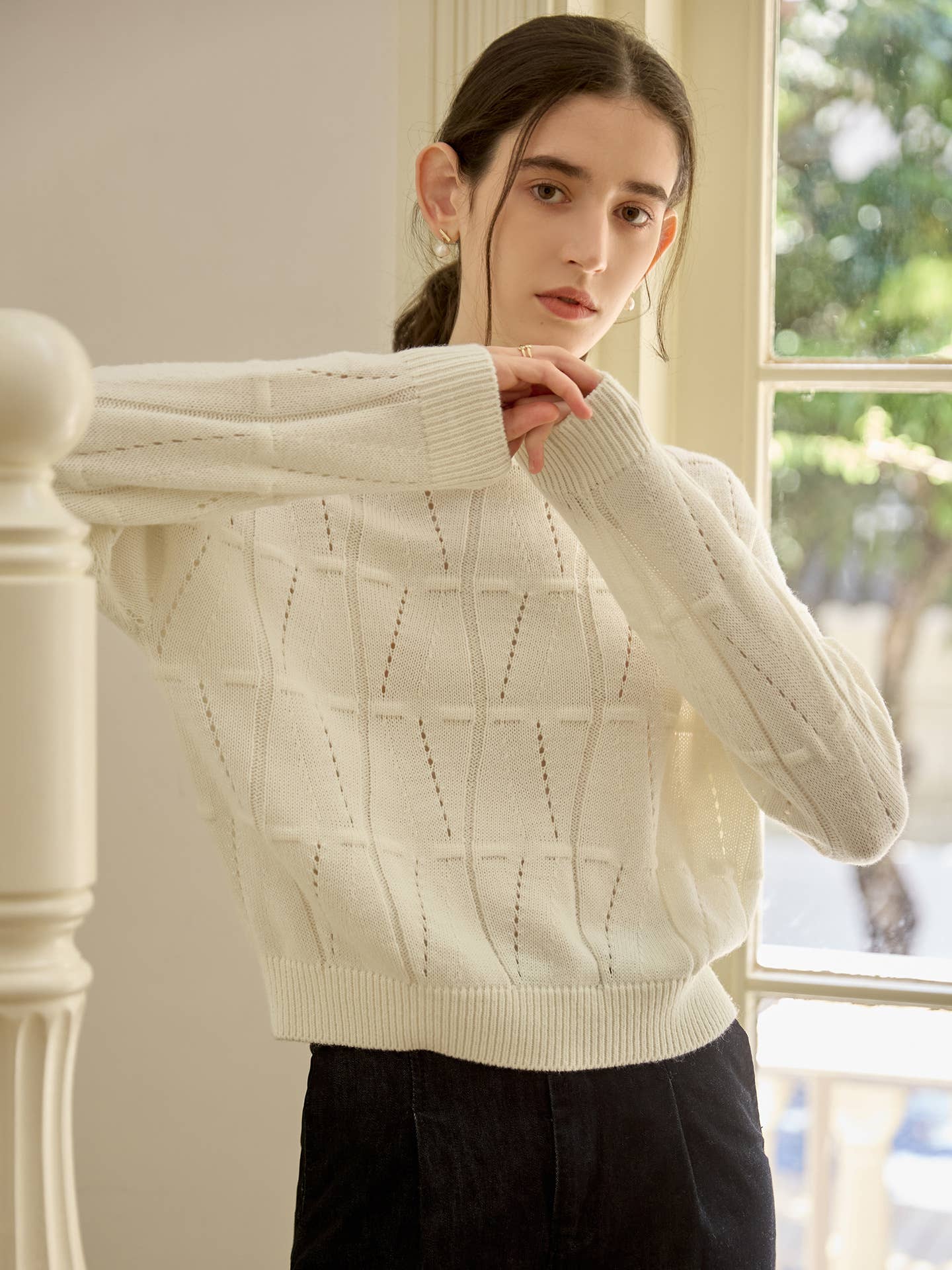 Temperament half turtleneck wool blend sweater