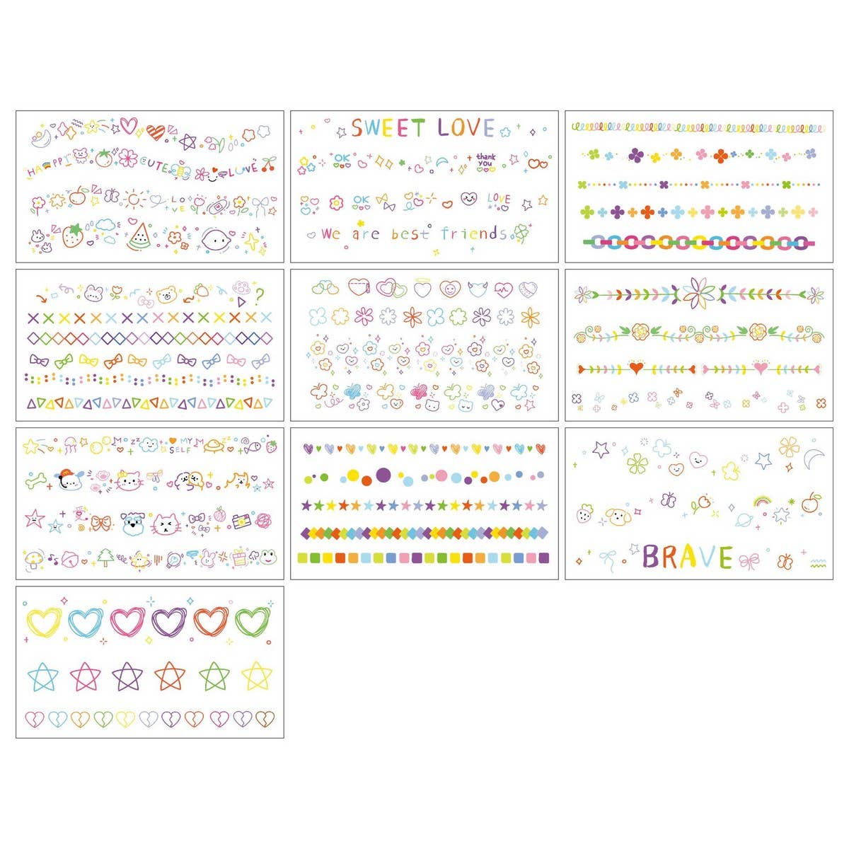 Summer Flower & Heart Tattoos ??Finger Stickers_CWMM8227