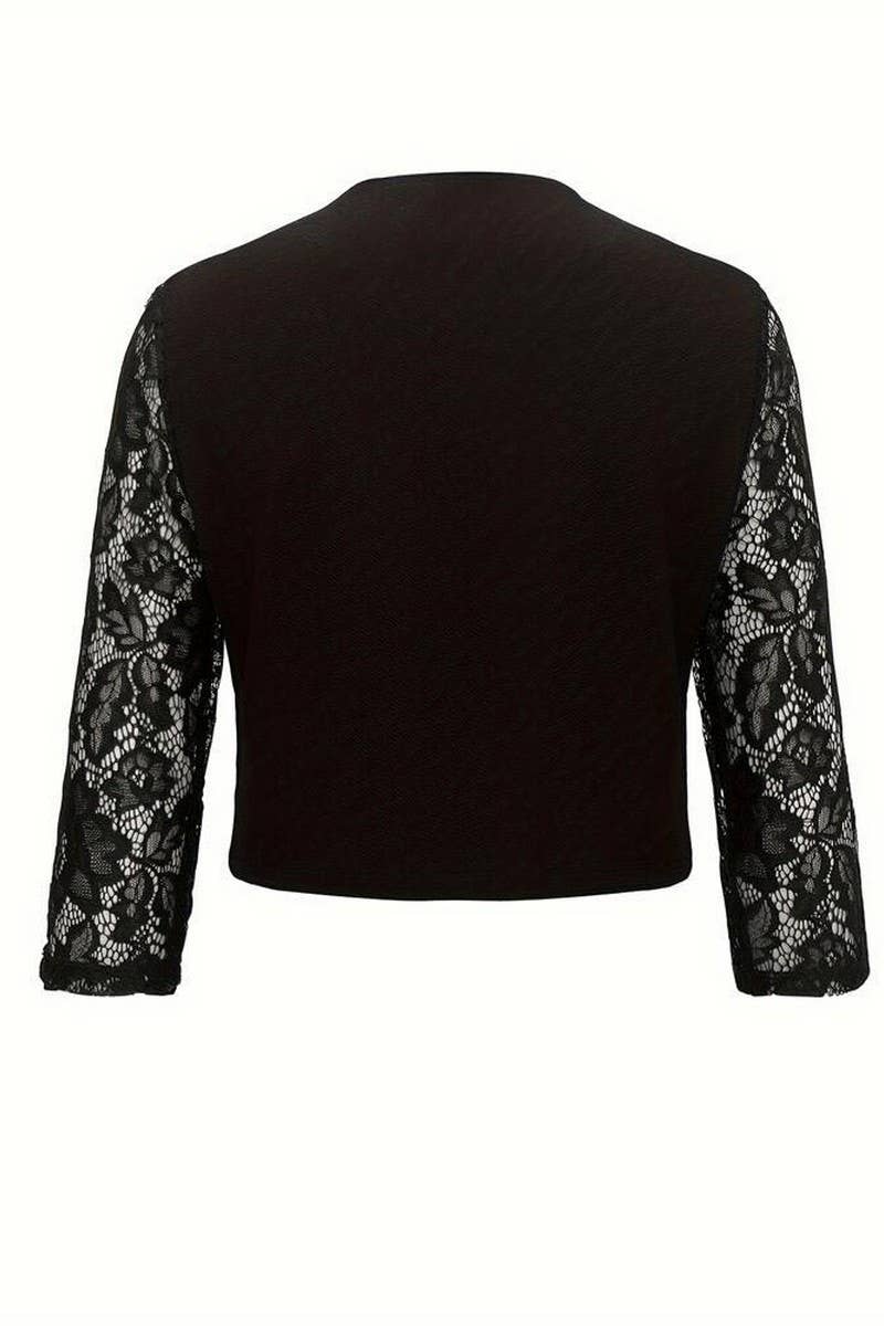 CWOCO1178_ELEGANT LACE SEE-THROUGH SOLID COLOR COAT