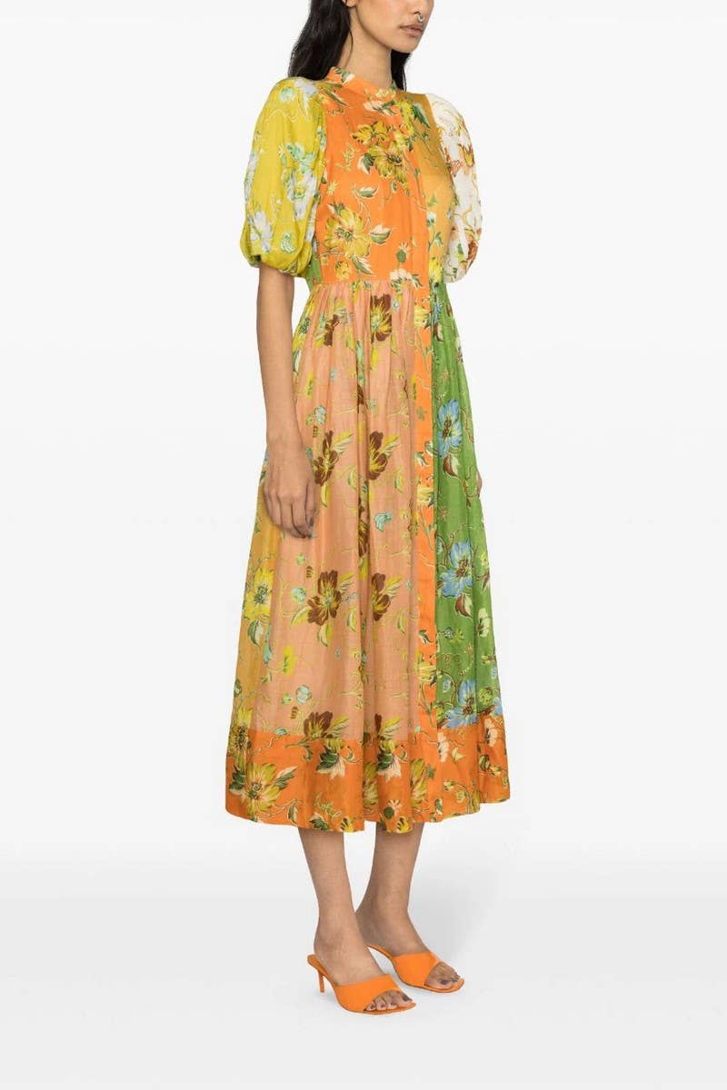 CWDMD5743_NEW SUMMER FLORAL PRINT PUFF SLEEVE DRESS