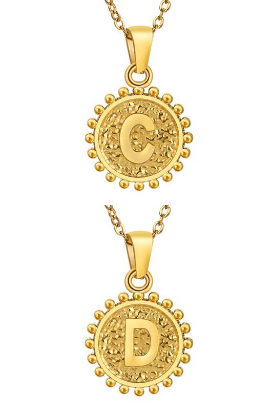 ROUND ALPHABET INITIAL PENDANT NECKLACE