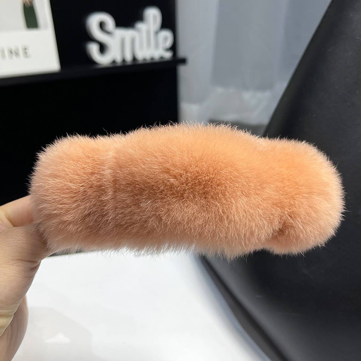Fuzzy Bunny Fur Hair Claw, Large Lazy Style Clip