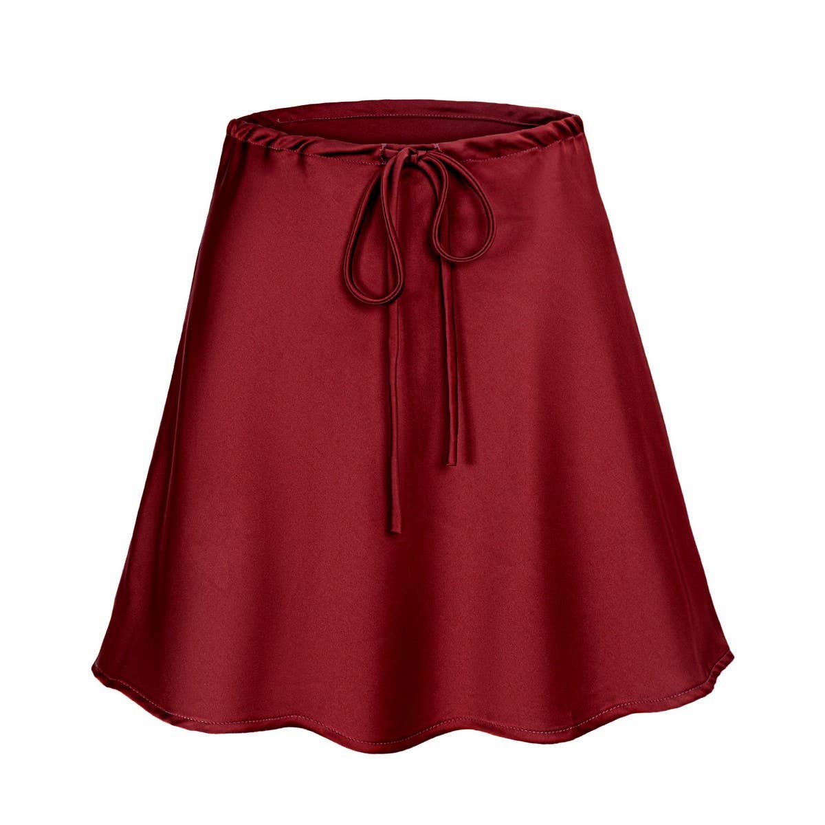 SATIN SKIRT DRAWSTRING CASUAL SHORT SKIRT