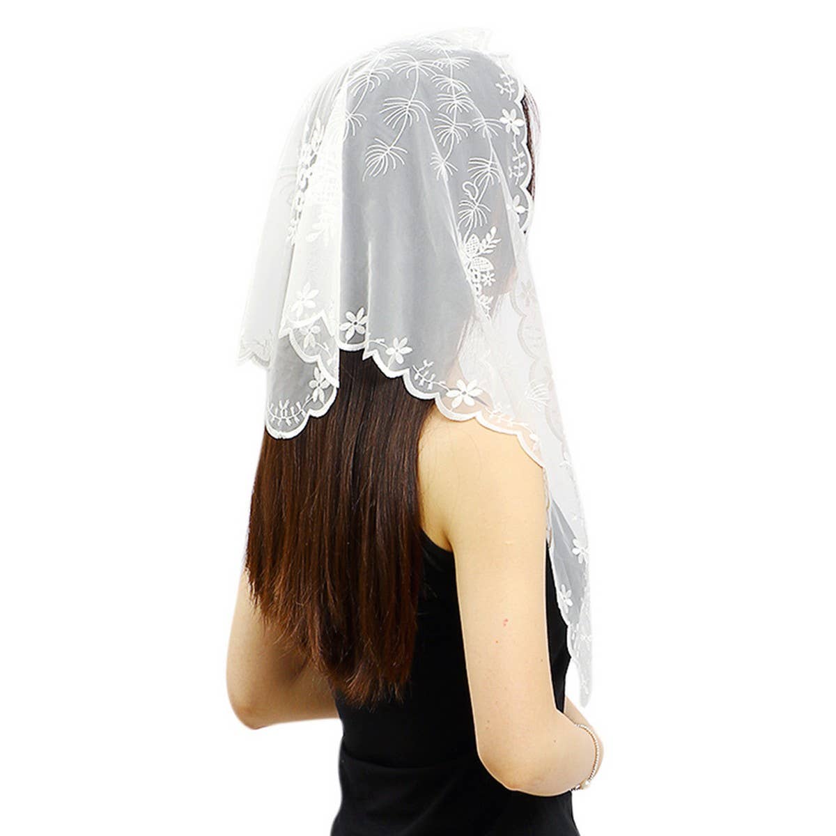 LACE PRINT BREATHABLE TRIANGLE SCARF VEIL