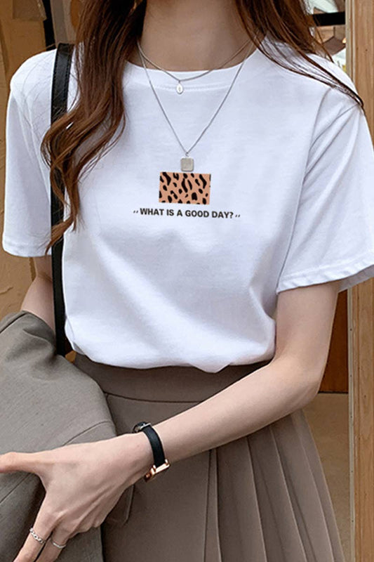 Cwtts0994_Printed Leopard Print Casual T Shirt