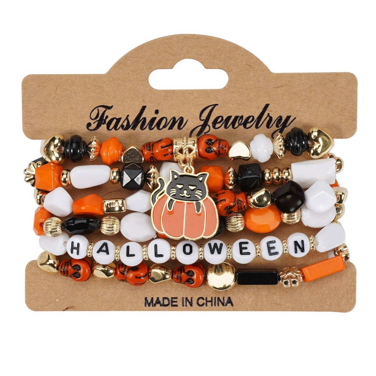 CWMM10458_HALLOWEEN CRYSTAL CLAY BEADED CHARM BRACELET