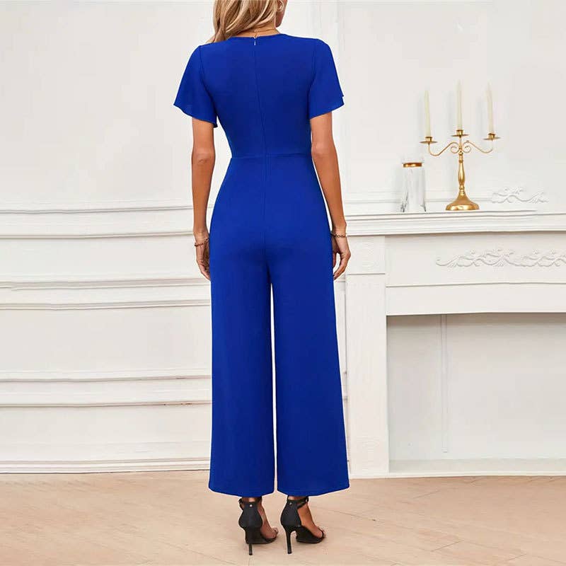 Flanged sleeveless jumpsuit