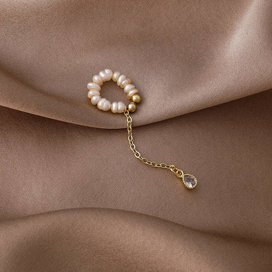 Design-sense freshwater pearl tassel ear clips