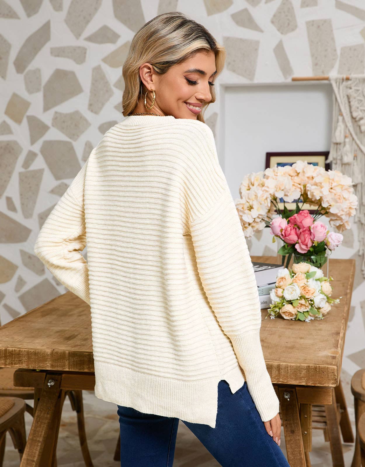 STYLISH CREW-NECK LONG-SLEEVED PULLOVER SWEATER_