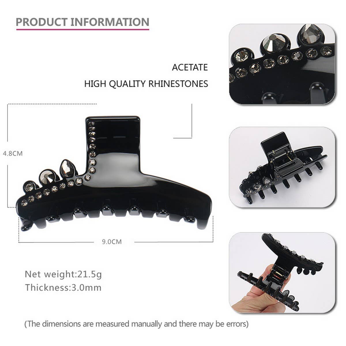 CRYSTAL CLIP ACETATE EXQUISITE HAIRPIN SHARK CLIP