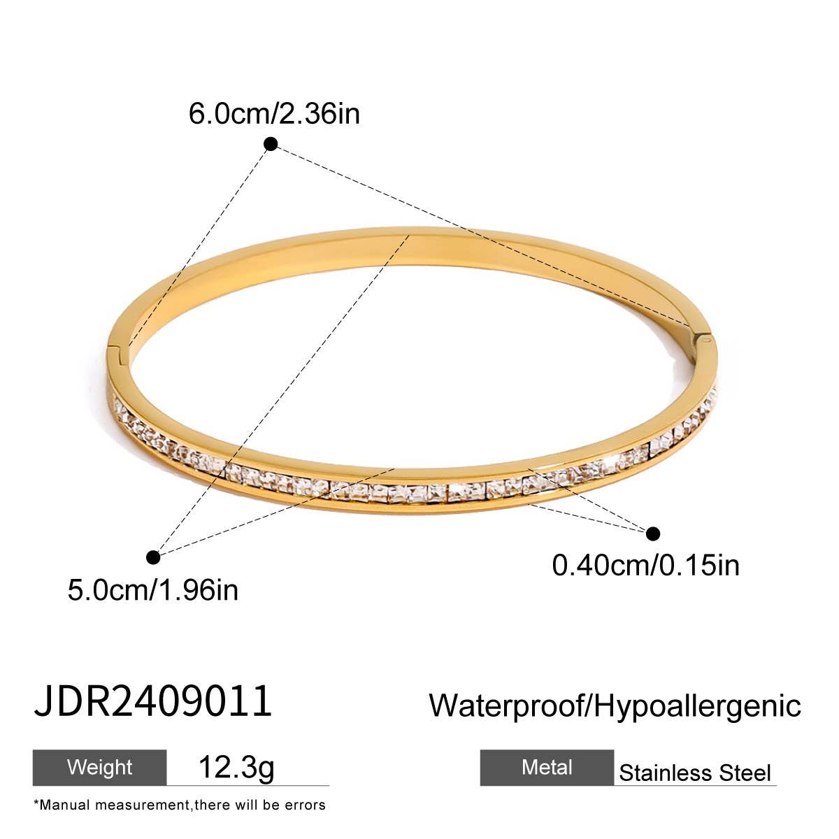 Luxury Zircon Clasp Bracelet in Stainless Steel