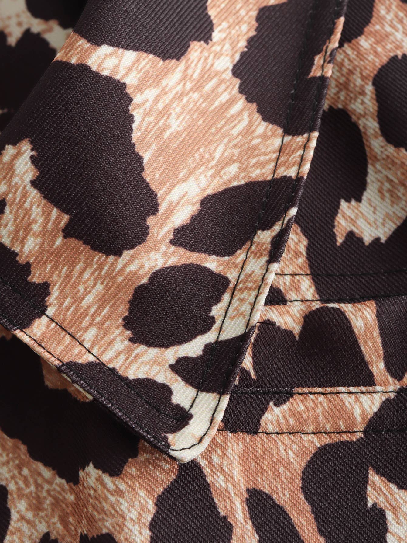 LEOPARD PRINT LAPEL LONG SLEEVE SHORT JACKET