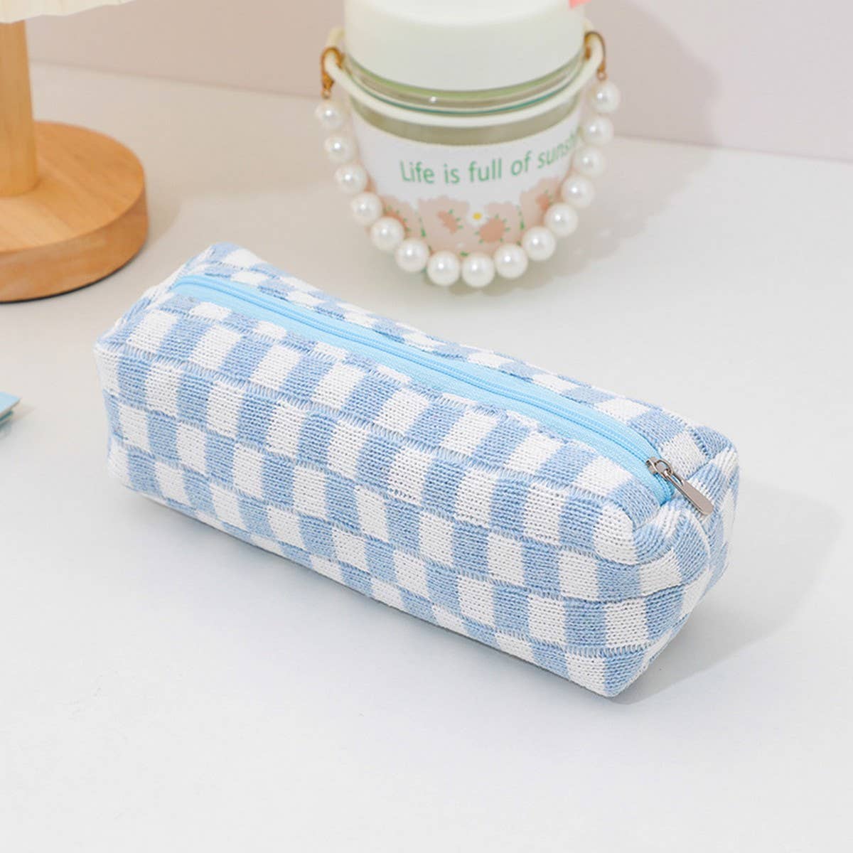 CHESSBOARD CHECKER PEN BAG SIMPLE MAKEUP BAG_CWAB1211