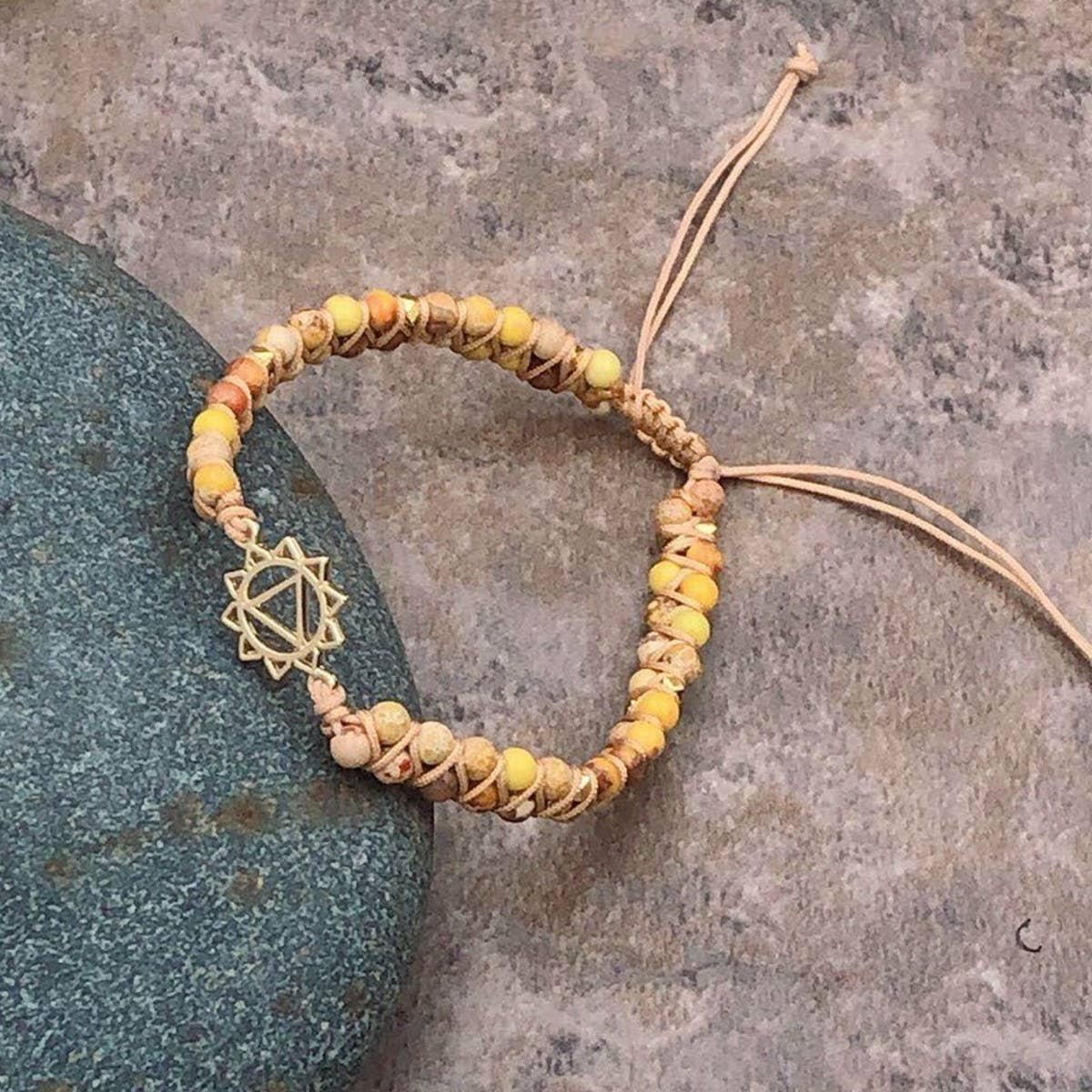 TREE SHAPED PENDANT NATURAL STONE WOVEN BRACELET