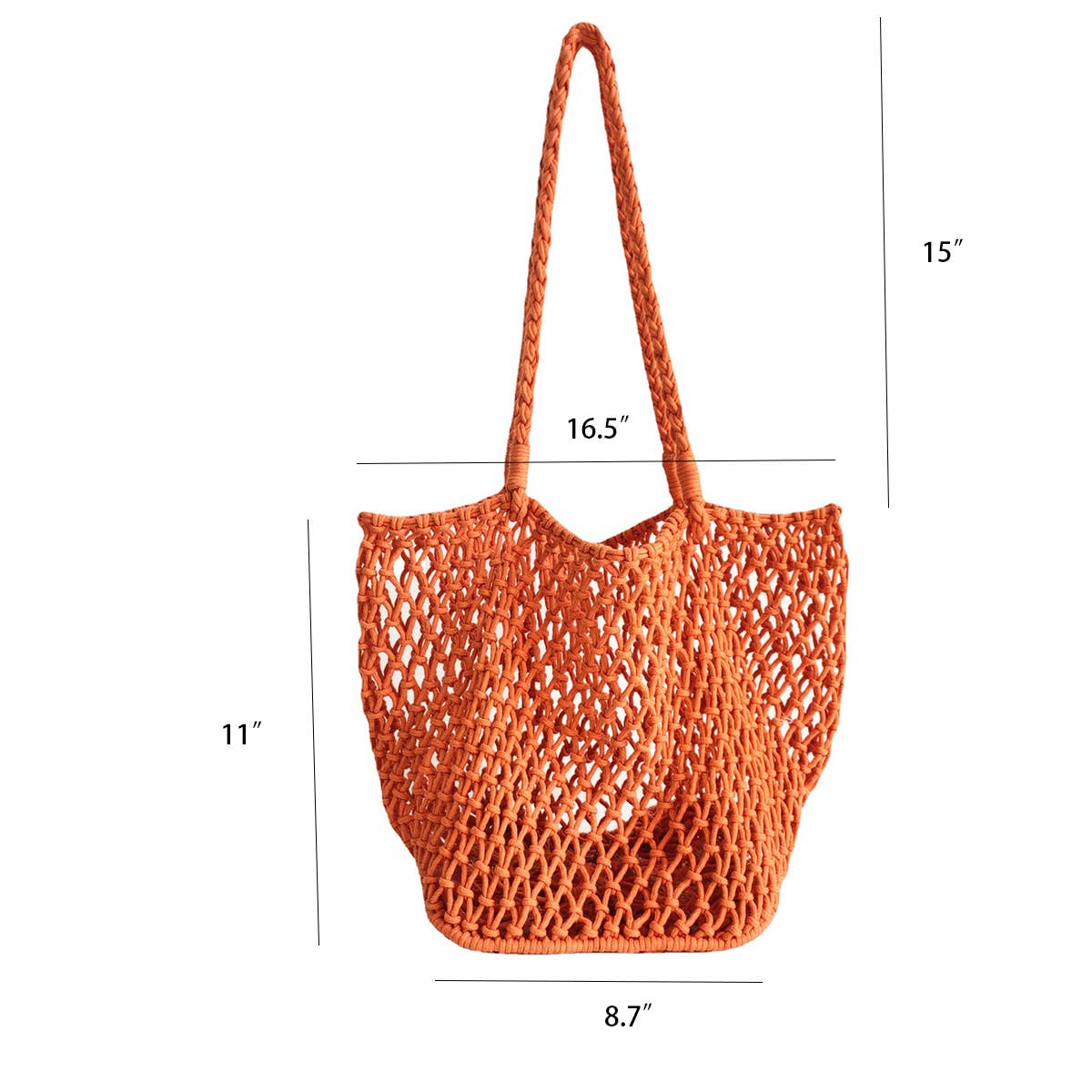 Woven Cotton Shoulder Beach Bag, Hollow Design_CWAB0809