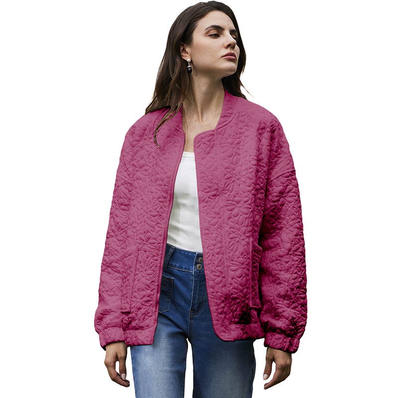 Solid-color floral texture loose jacket