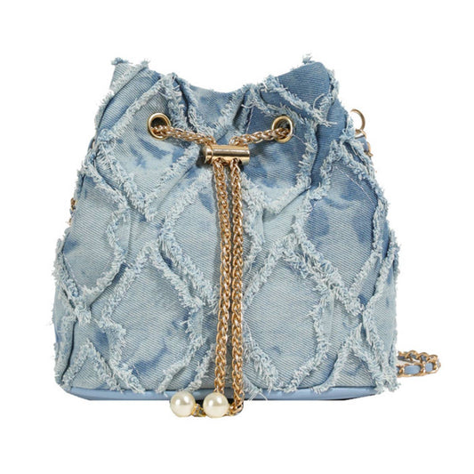 Denim fashionable crossbody bucket bag