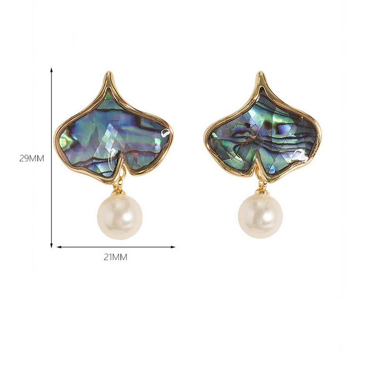 SWEET HEART ABALONE PEARL PENDANT EARRINGS