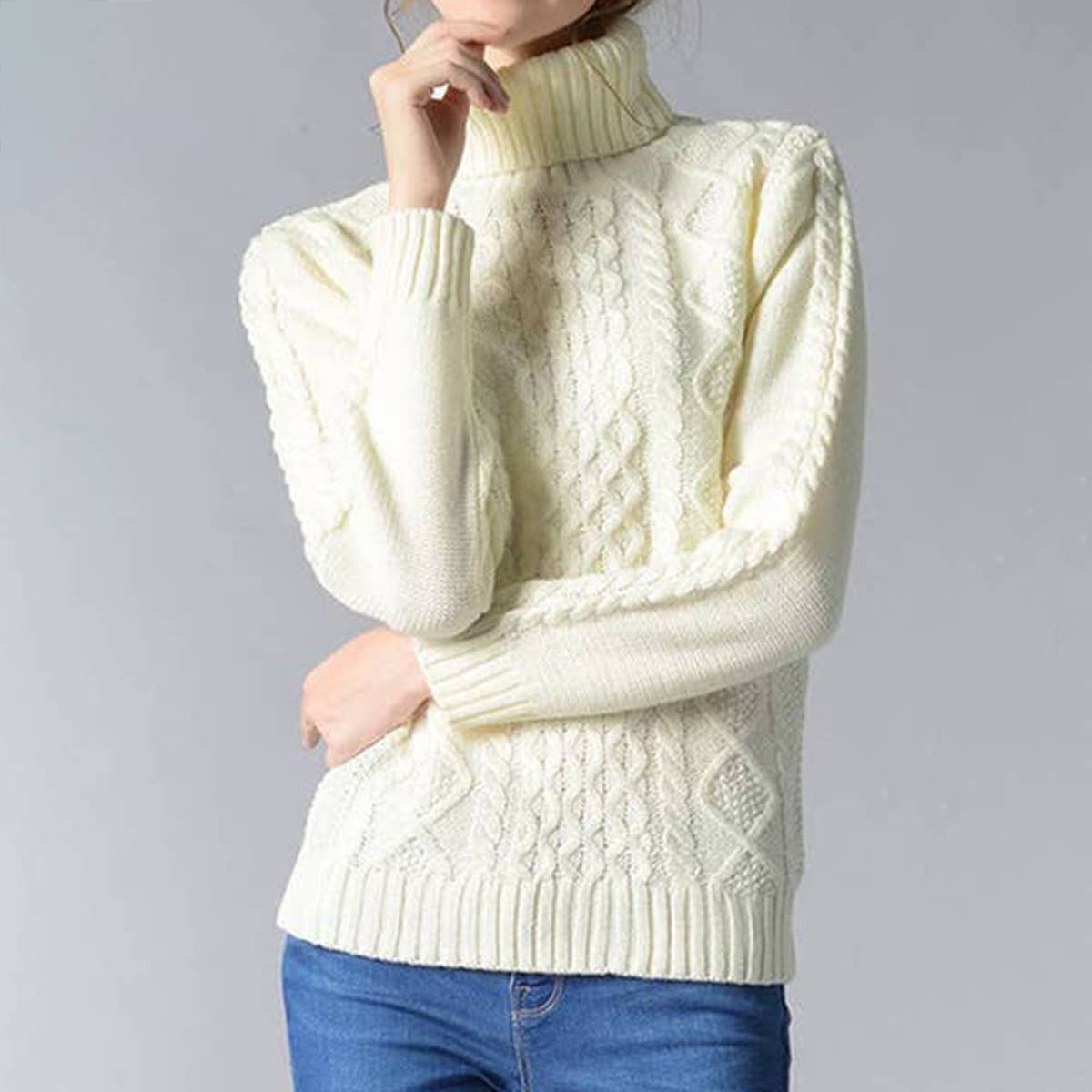 Turtleneck long-sleeved floral base sweater