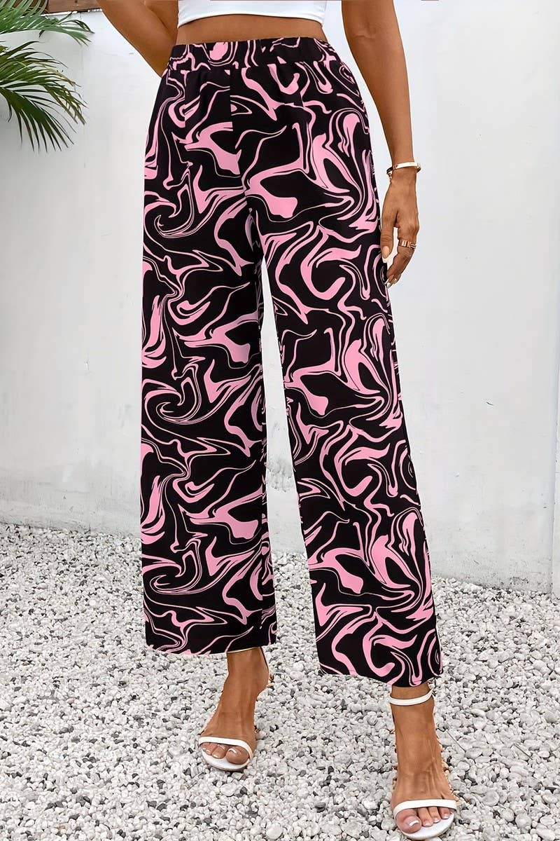 CWBLP2088_MARBLE PRINT HIGH WAIST WIDE LEG PANTS