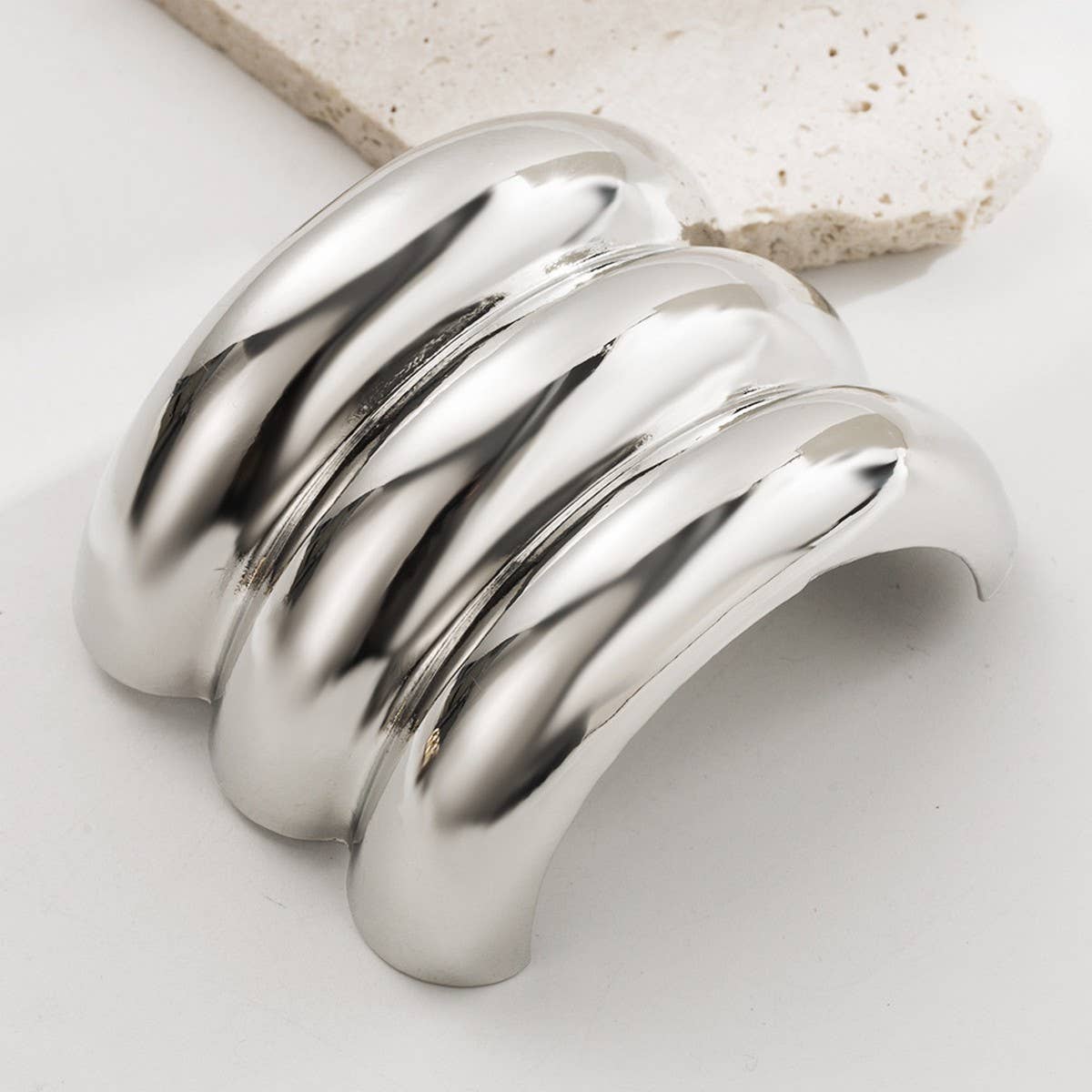 Geometric Metal Hair Tie for High Ponytail Style