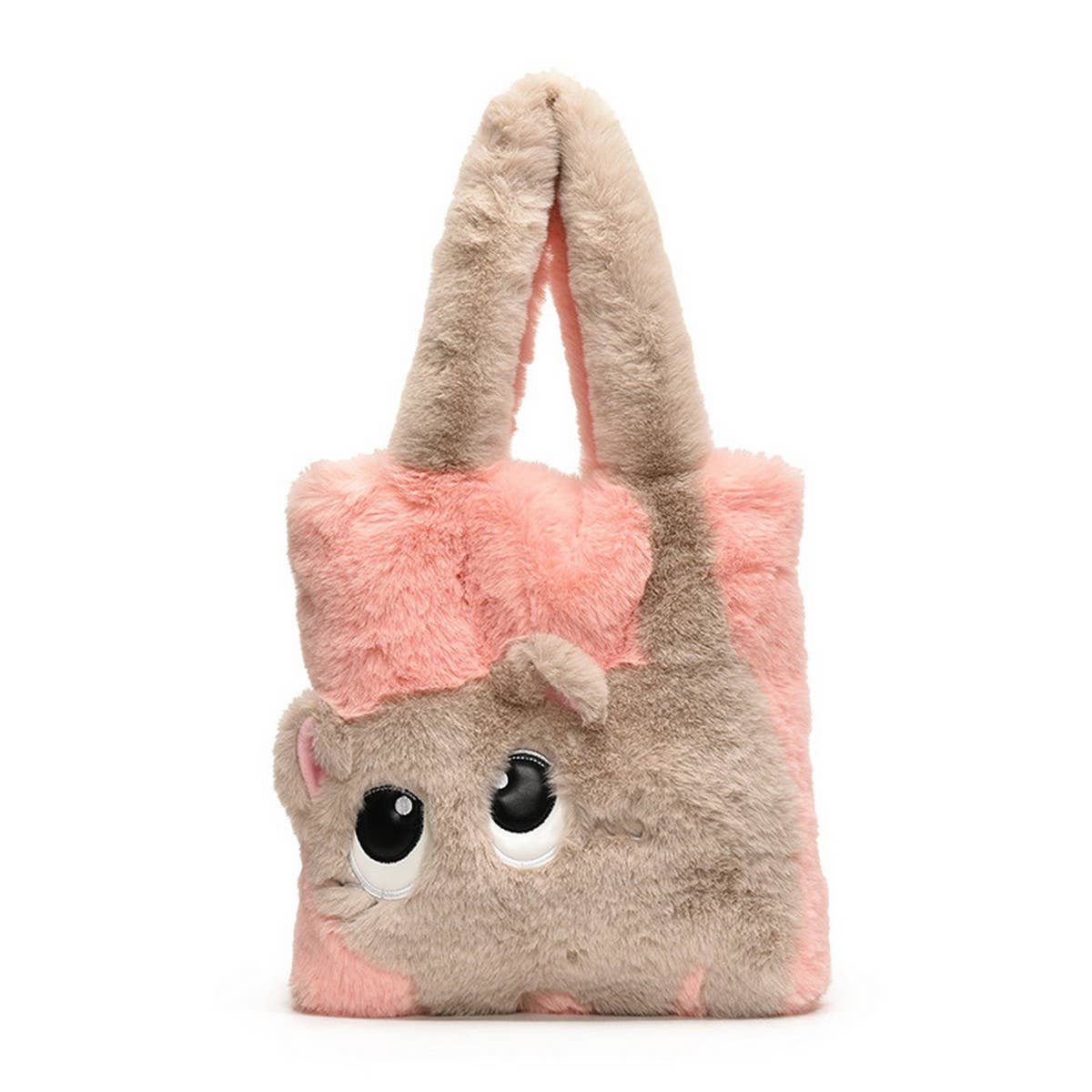 WINTER CAT CARTOON PATCHWORK EMBROIDERY PLUSH BAG_CWAB3916