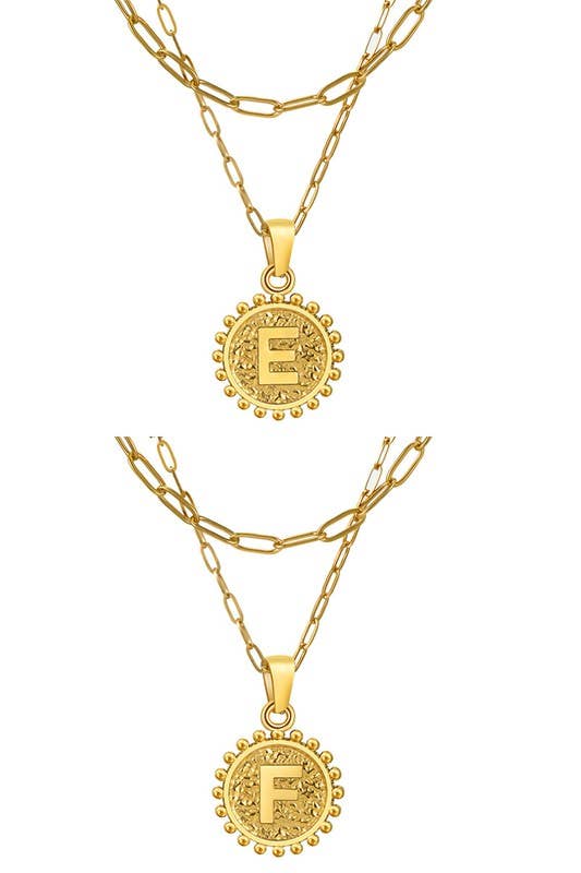 DOUBLE CHAIN INITIALS PENDANT NECKLACE