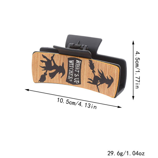 WITCH PRINT LEATHER WESTERN HAIR CLAW CLIPS