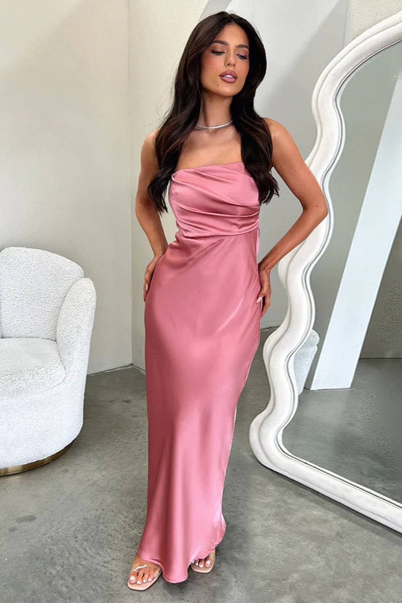 CWDTD0432_SATIN BACKLESS TUBE TOP MAXI DRESS